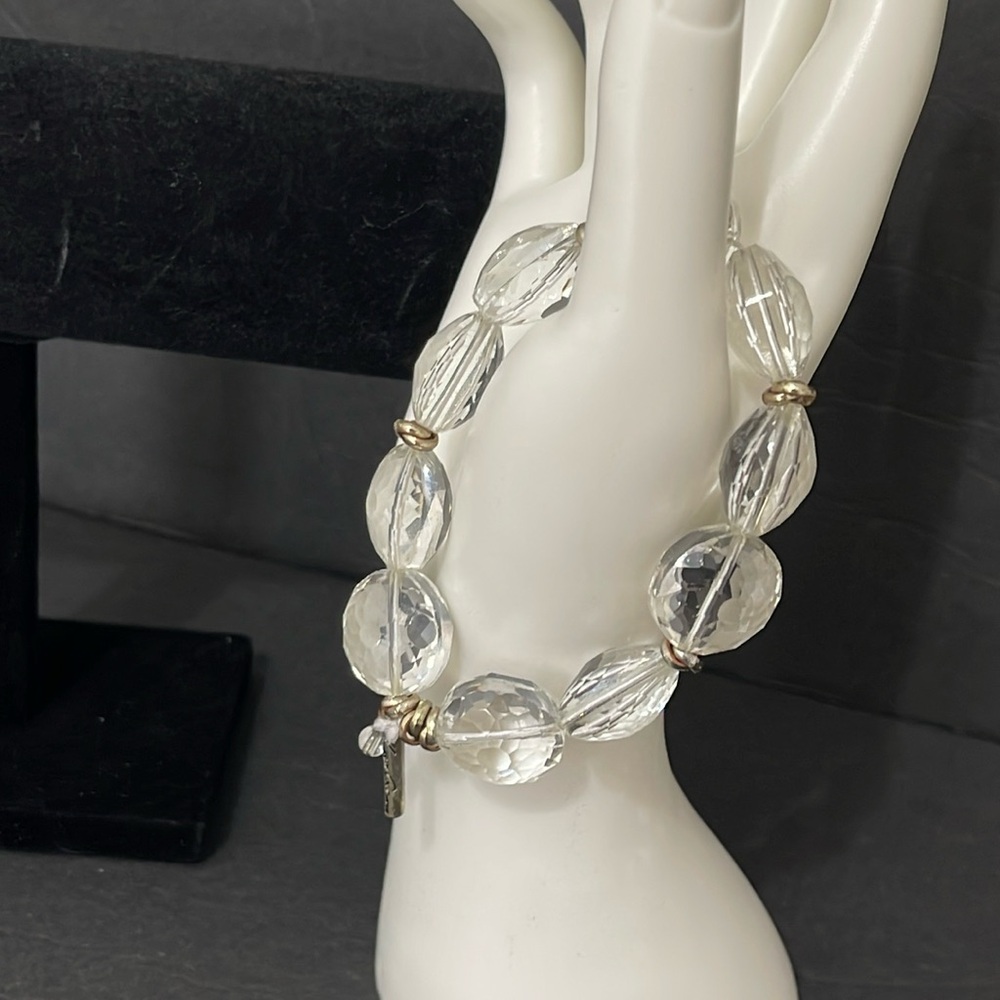 KENNETH COLE Designer Signed Faceted  Crystal Stretch Bracelet